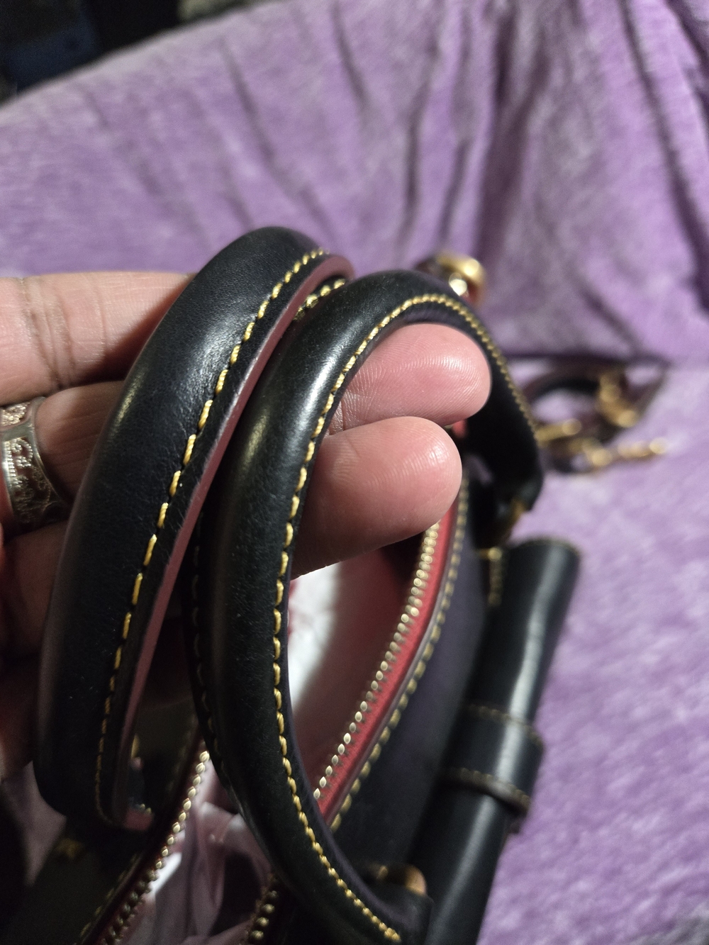 Dooney & Bourke FLORENTINE NAVY💙 Leather Naomi Satchel with Gold Hardware. EUC - Picture 10 of 16